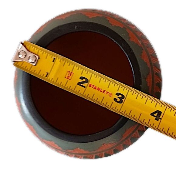 Navajo Etched Pottery Bowl Pot Mini Red Clay Native American Signed RV Handmade. - Picture 2 of 15